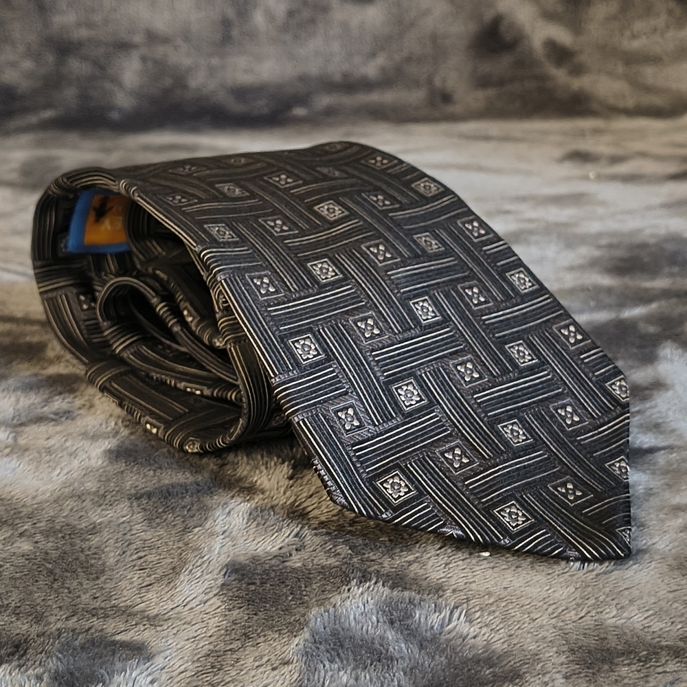 Classic Black and Gray Geometric Men's Tie